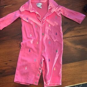 Ralph Lauren onesie, snap bottom, pink, size 6m